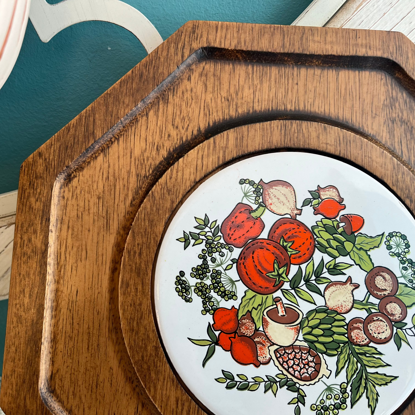 Retro wooden charcuterie board for appetizers