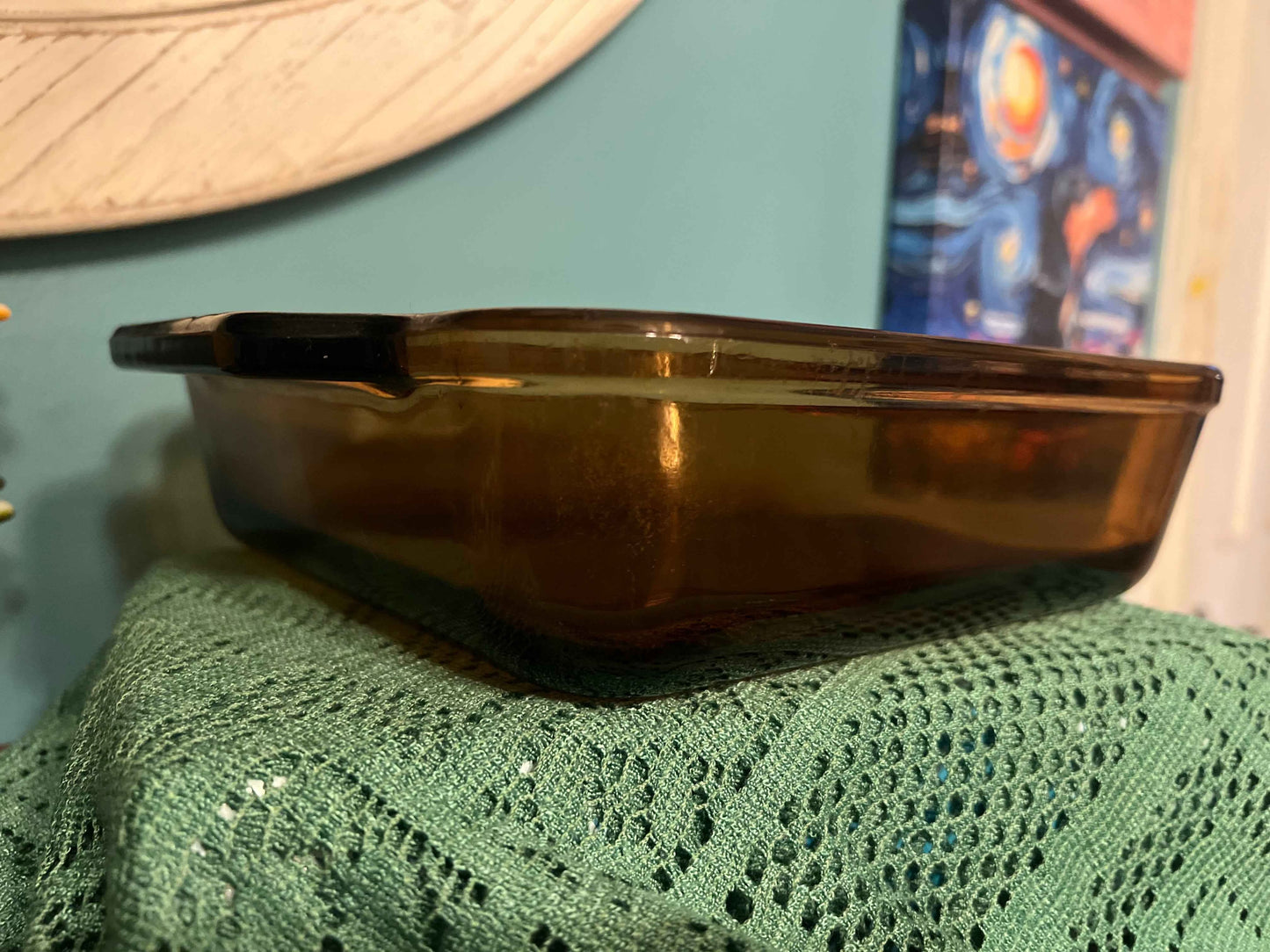 Vintage Anchor Hocking Square Glass Brown Dish β 2 QT / Harvest Amber
