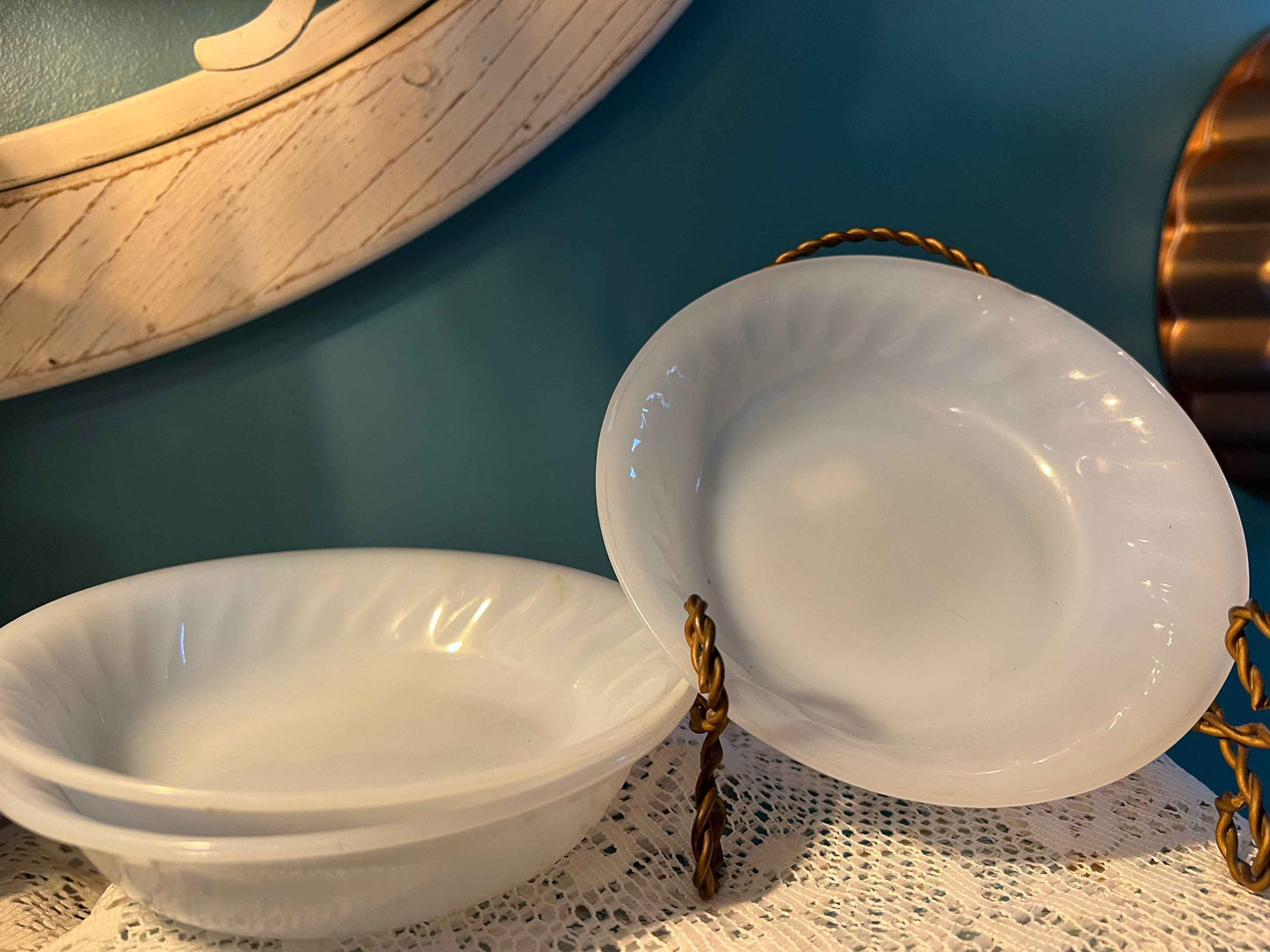 Vintage Anchor Hocking Fire-King Swirl Azurite Blue Glass Bowls | Set of 3 | Collectible Glassware