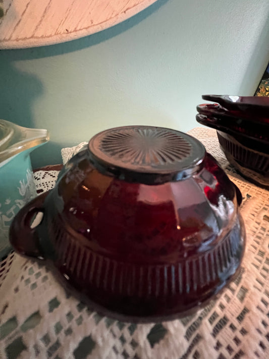 Set of 4 vintage Anchor Hocking Ruby Red Coronation bowls