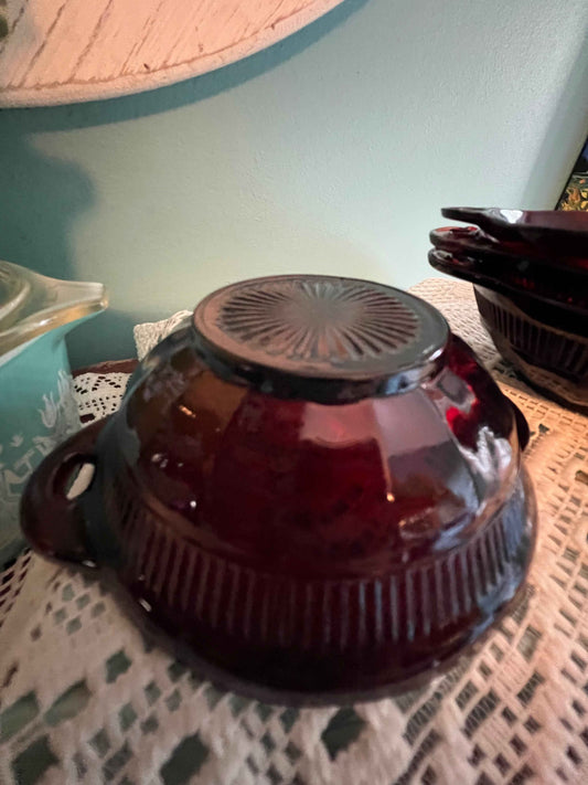 Set of 4 Vintage Anchor Hocking Ruby Red Coronation Bowls – Berry Glassware