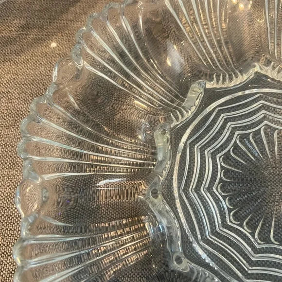 Retro mid-century Anchor-Hocking glass plate for deviled eggs or oysters