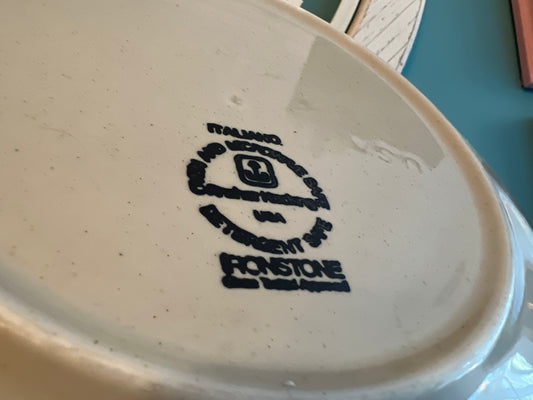 Vintage Anchor Hocking Ironstone Italiano Stripe dinner plate