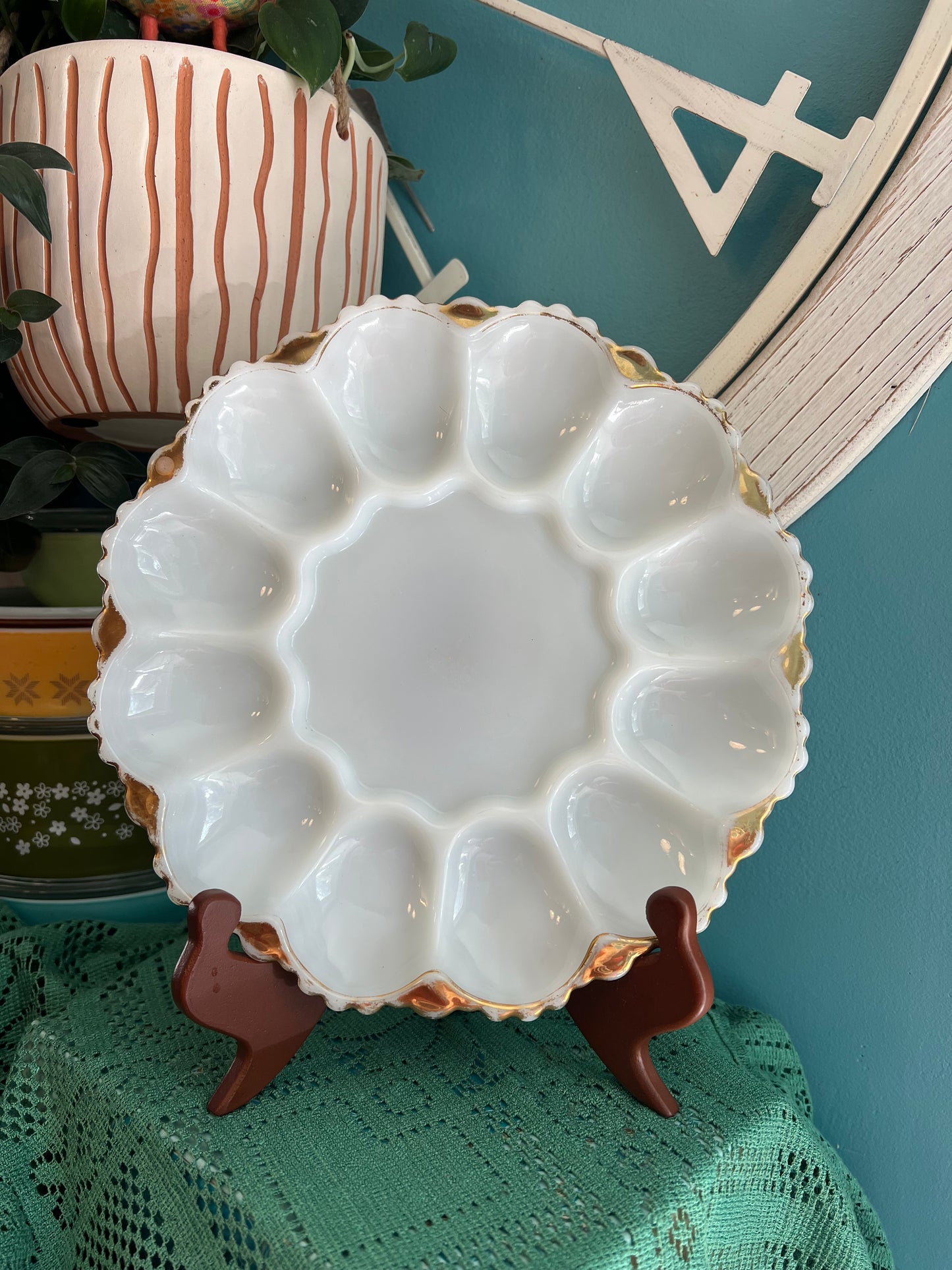Anchor Hocking milk glass egg plate