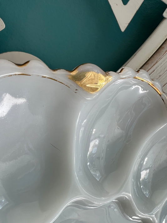 Vintage Anchor Hocking milk glass deviled egg plate 10 inch