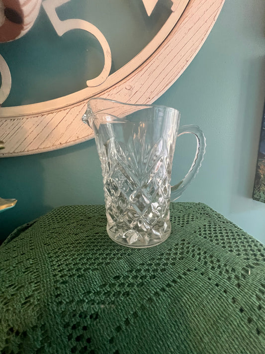 Collectible mid-century Anchor Hocking pressed pineapple glass pitcher for kitchen décor