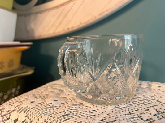 Vintage Anchor Hocking Prescut Pineapple Glass Sugar Bowl – Two-Handled, Open, 3-5/8”