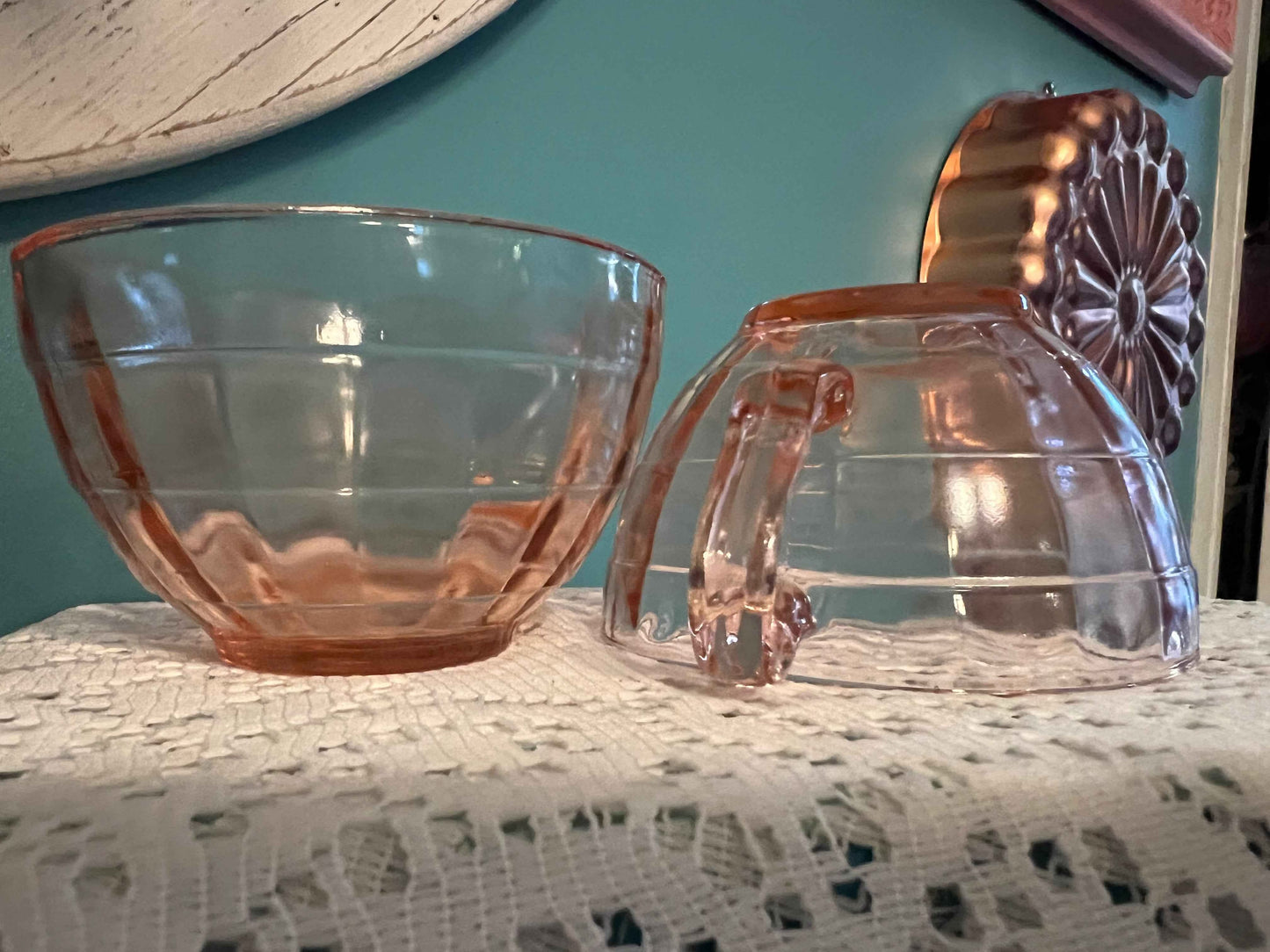 Anchor Hocking Block Optic Pink Cup - Set of 2 | Vintage Pink Depression Glass