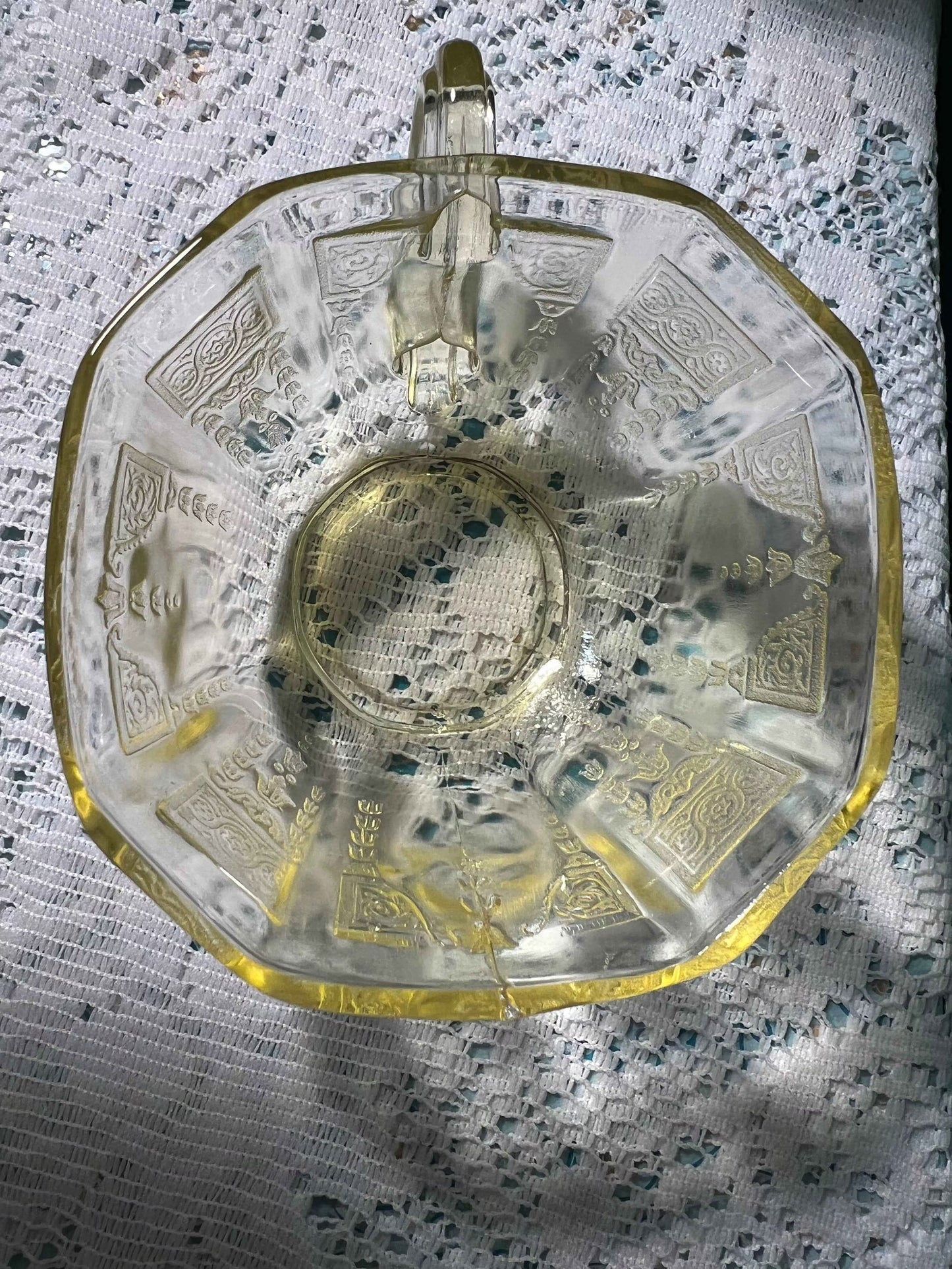 Vintage Anchor Hocking Princess Topaz Teacups - Set of 2 | Yellow Depression Glass | 1931โ1934