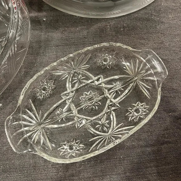 Vintage Anchor Hocking Early American Prescut Star of David Divided Relish Dish