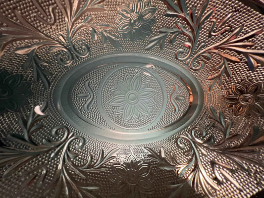 Vintage Anchor Hocking Tiara Sandwich Oval Serving Bowl – Clear Glass with Gold Rim