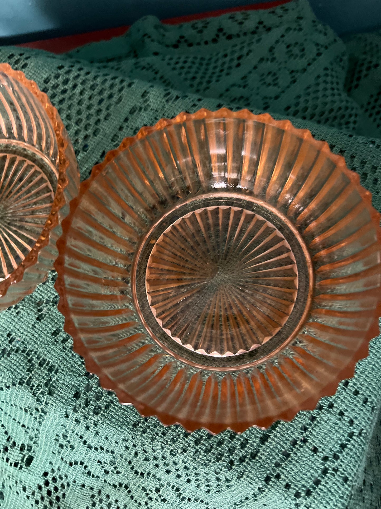 Pink depression glass serving bowls