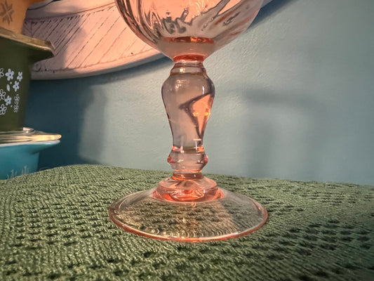Mid-century collectible pink optic Arcoroc stemware for display or entertaining