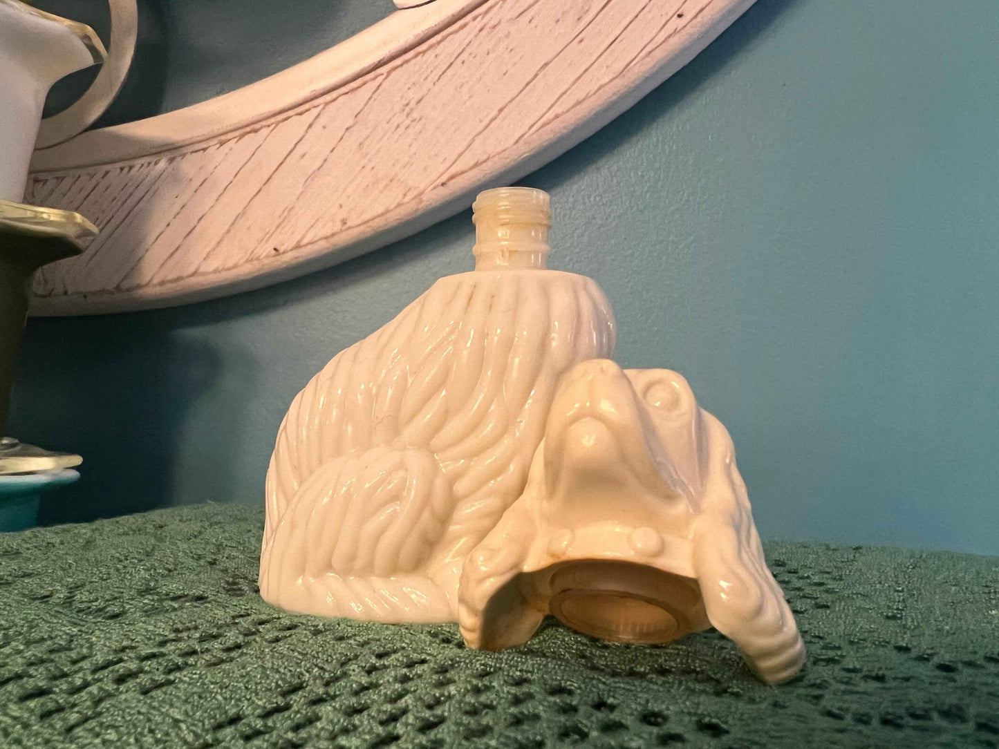 Vintage Avon Lady Spaniel Patchwork Cologne | Collectible Mid-Century Perfume Bottle