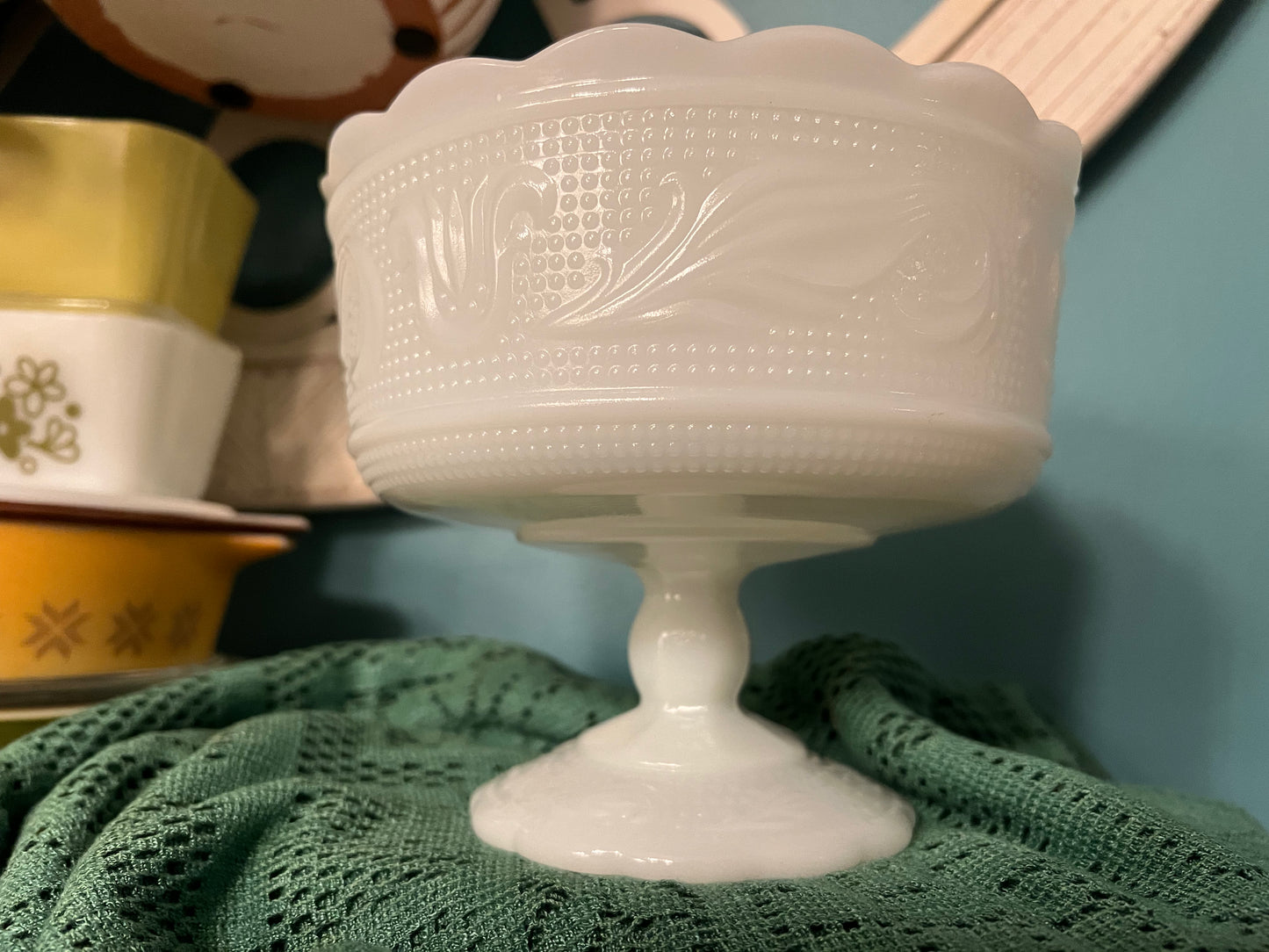 Vintage milk glass compote