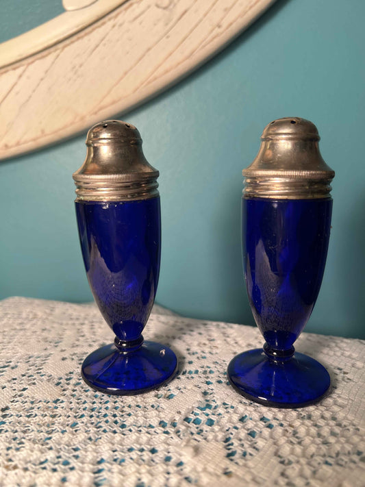 Vintage Cobalt Blue Salt & Pepper Shakers | Collectible Tableware