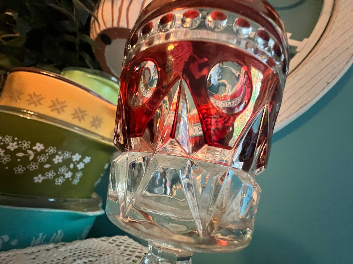 Ruby red flash wine glass collectible