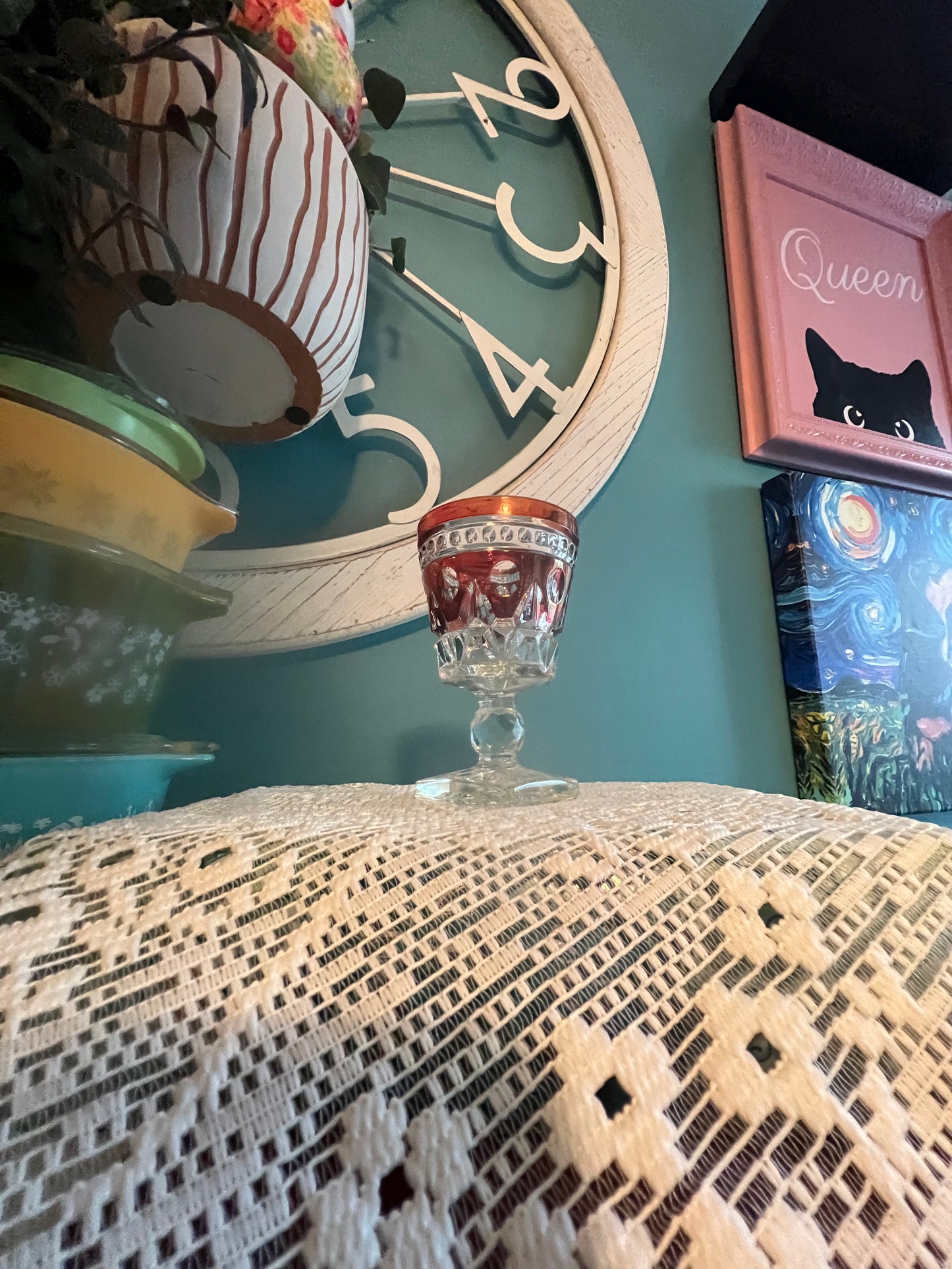 Replacement ruby red wine goblet for vintage set