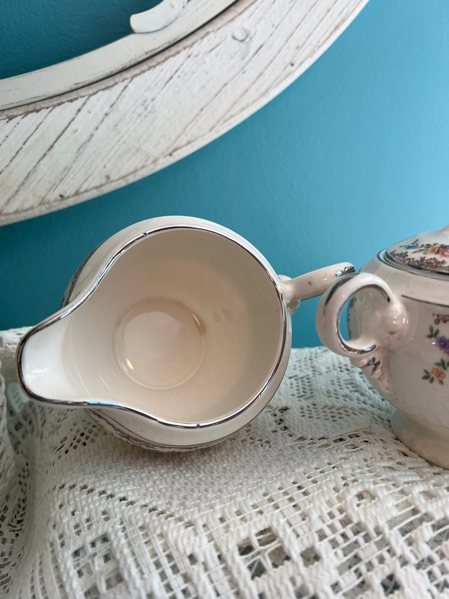 Crown Potteries Garland cream and sugar