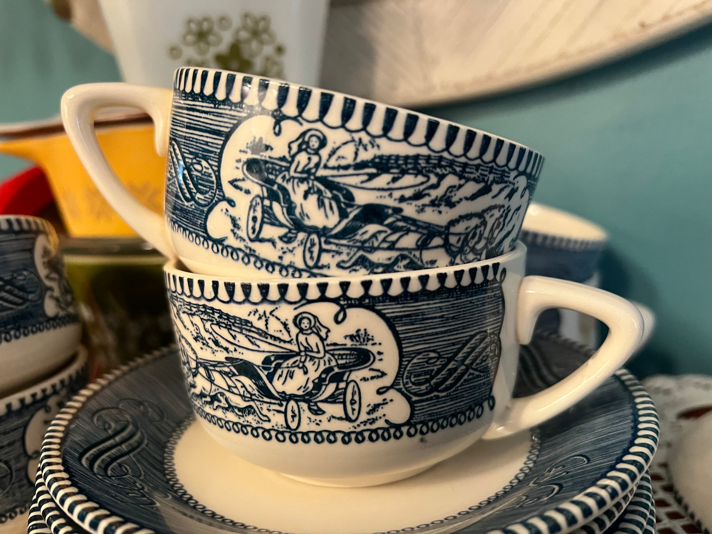 Cottage Chic blue and white mugs
