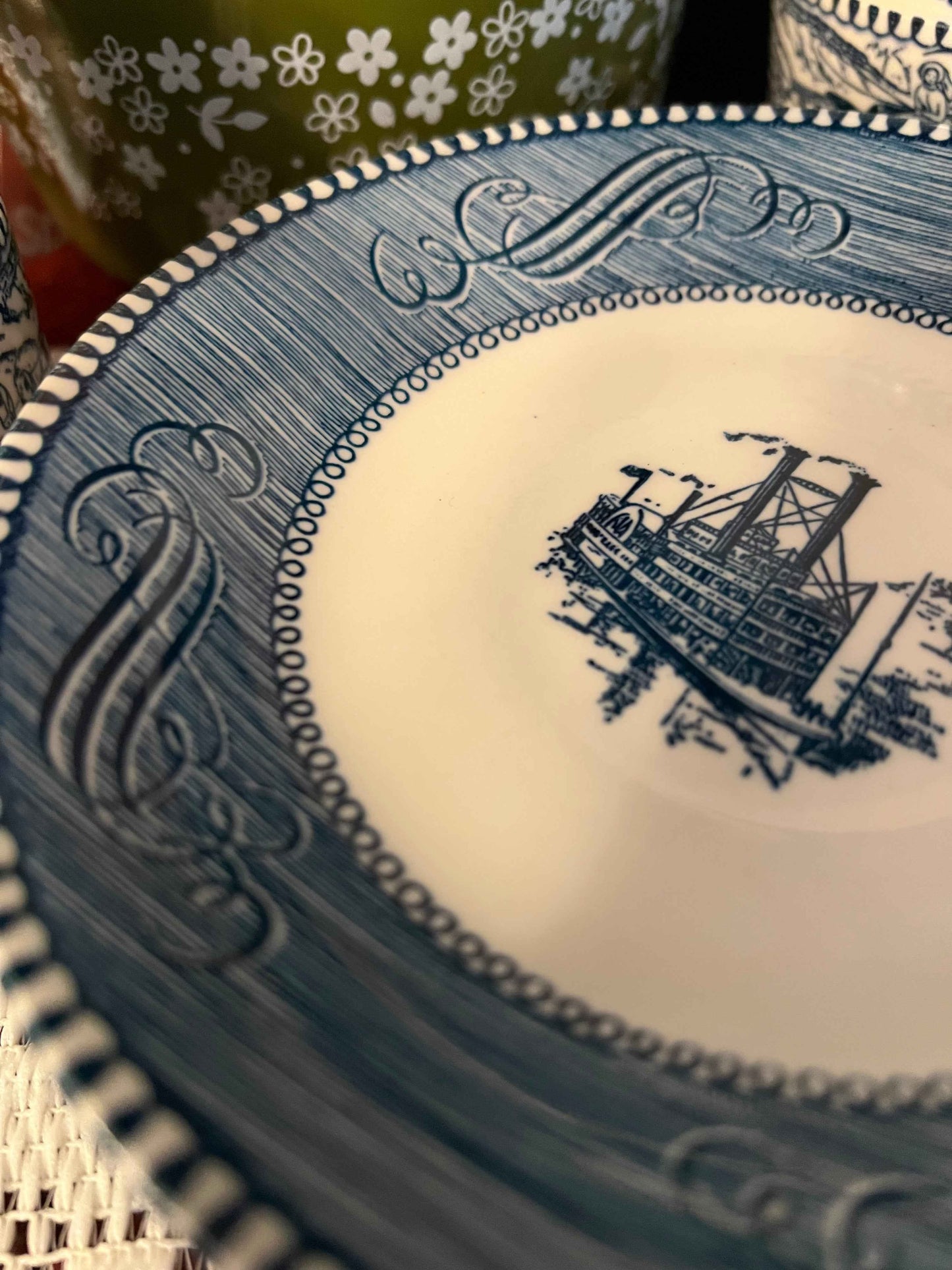 Vintage Currier & Ives Coffee Cup & Saucer – Low Water in the Mississippi