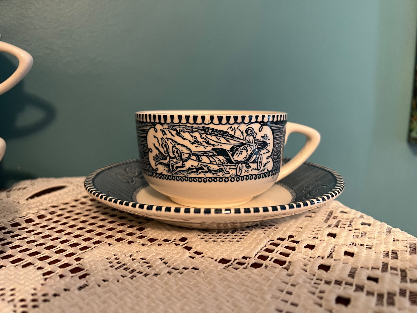 Currier & Ives saucer set