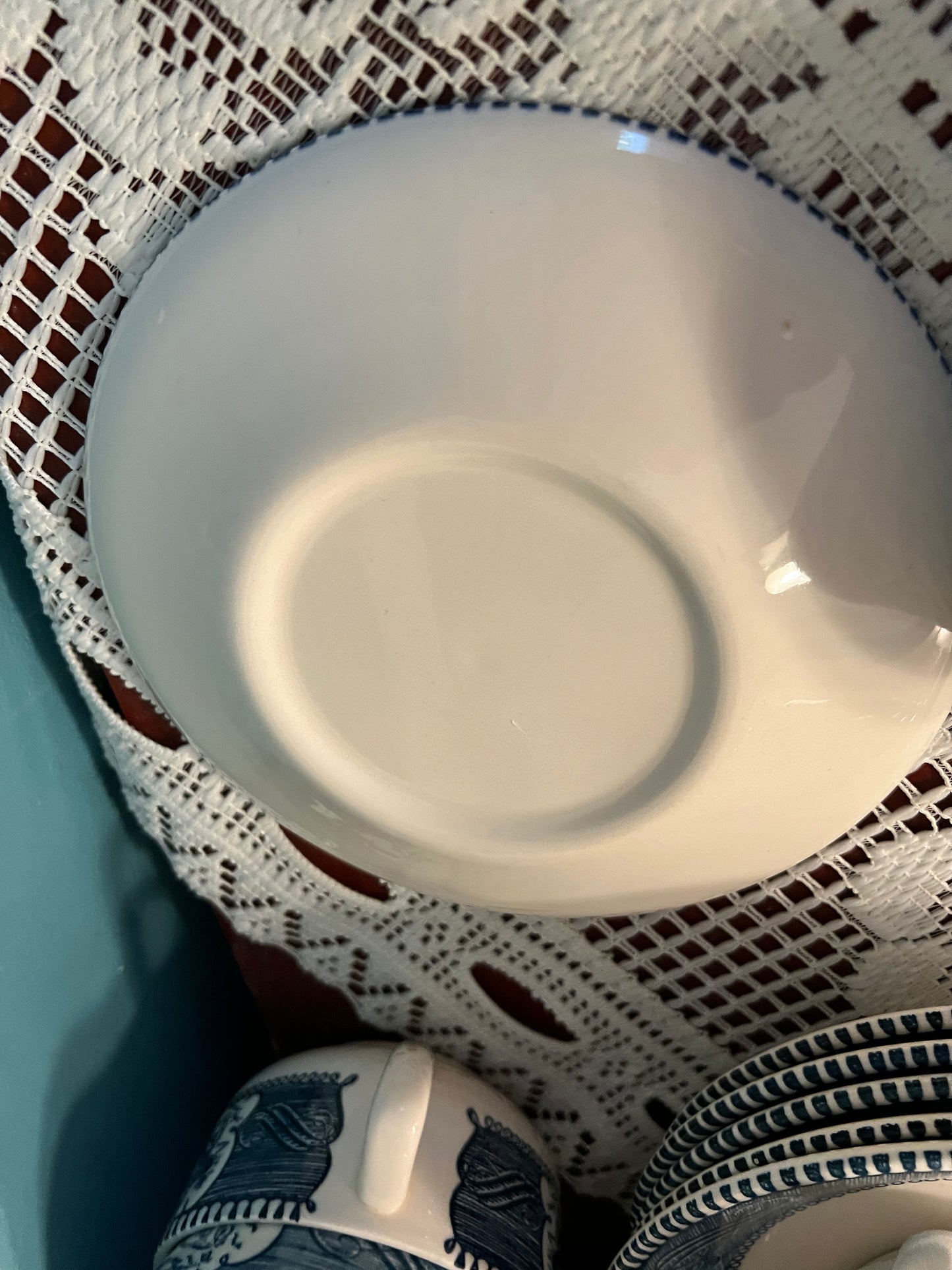 Currier and Ives blue and white saucer