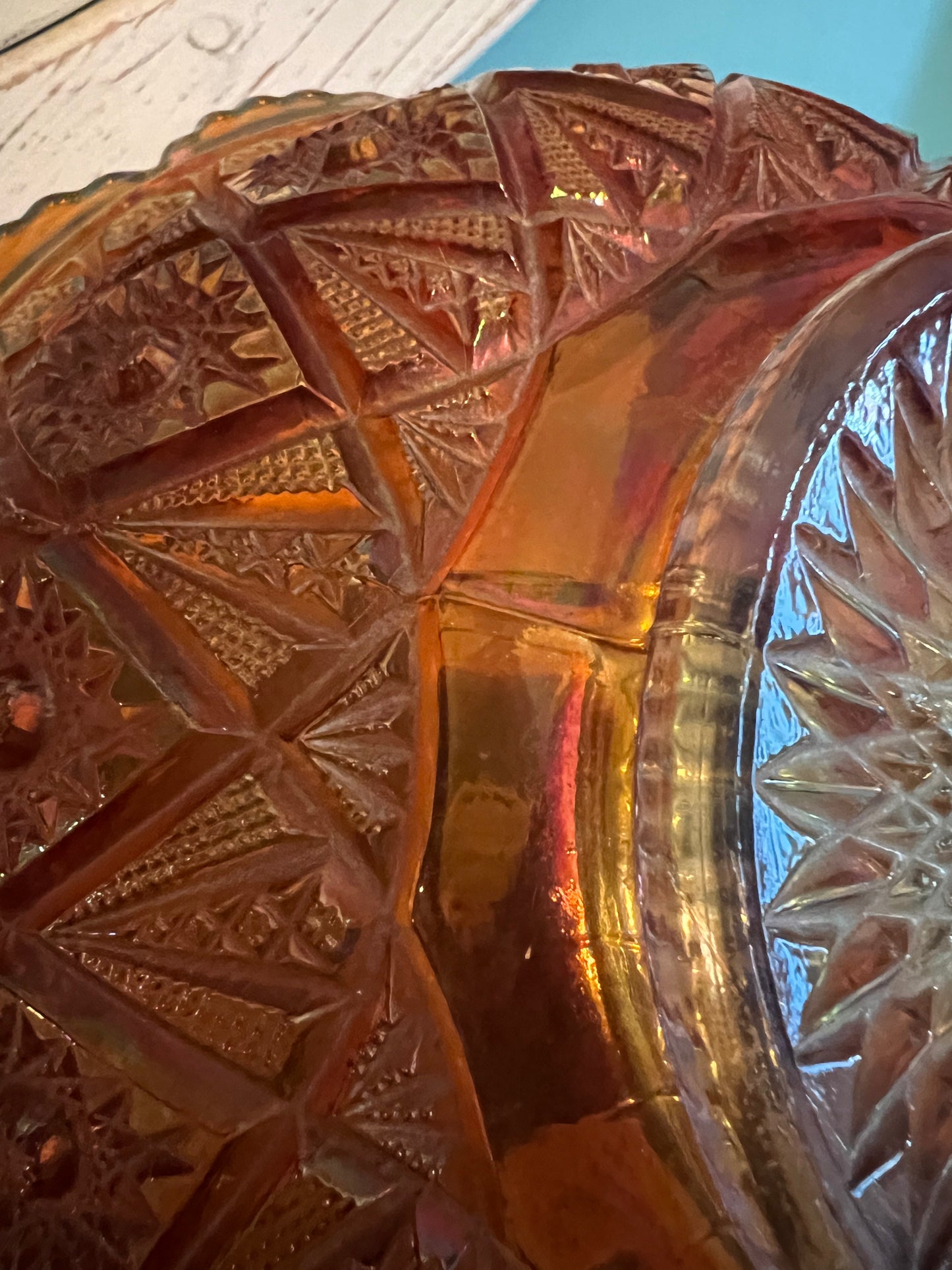 Vintage Imperial marigold serving bowl with iridescent finish