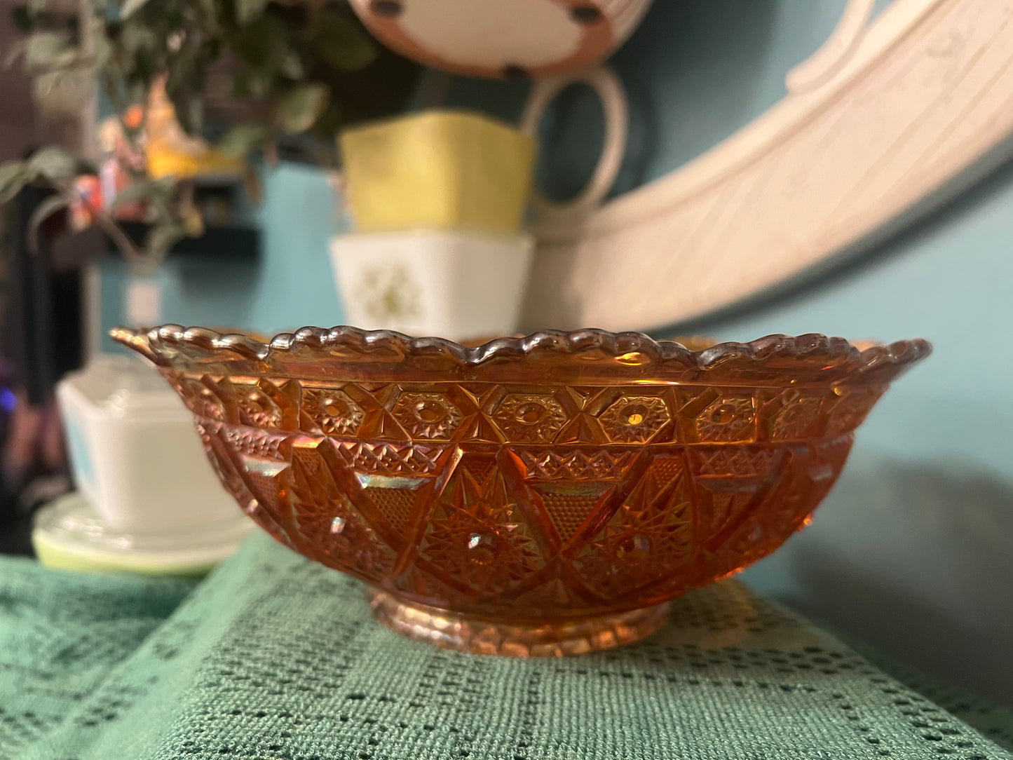 Imperial Glass Diamond Lace iridescent master bowl