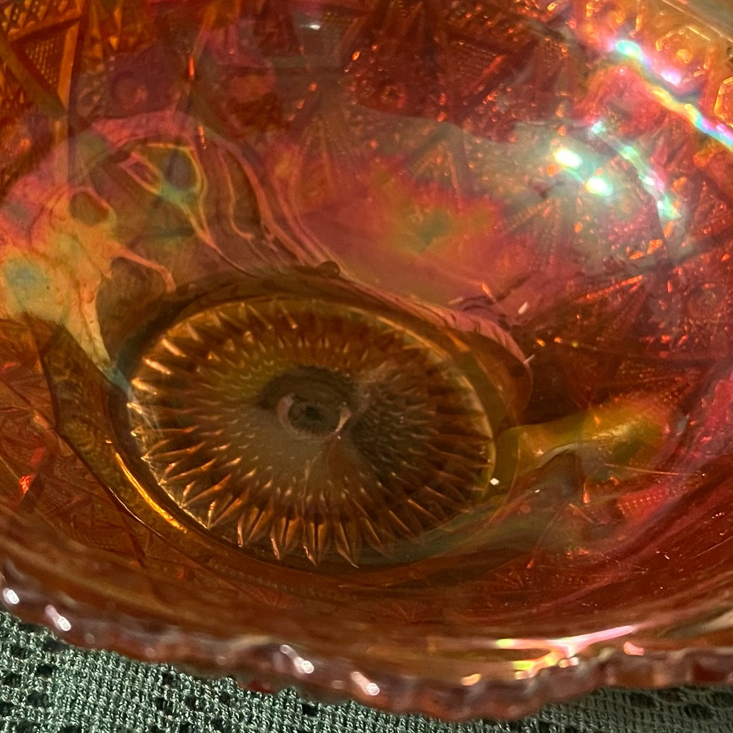 Imperial Diamond Lace Marigold Carnival Glass Master Berry Bowl β 8 1/2" Vintage Collectible