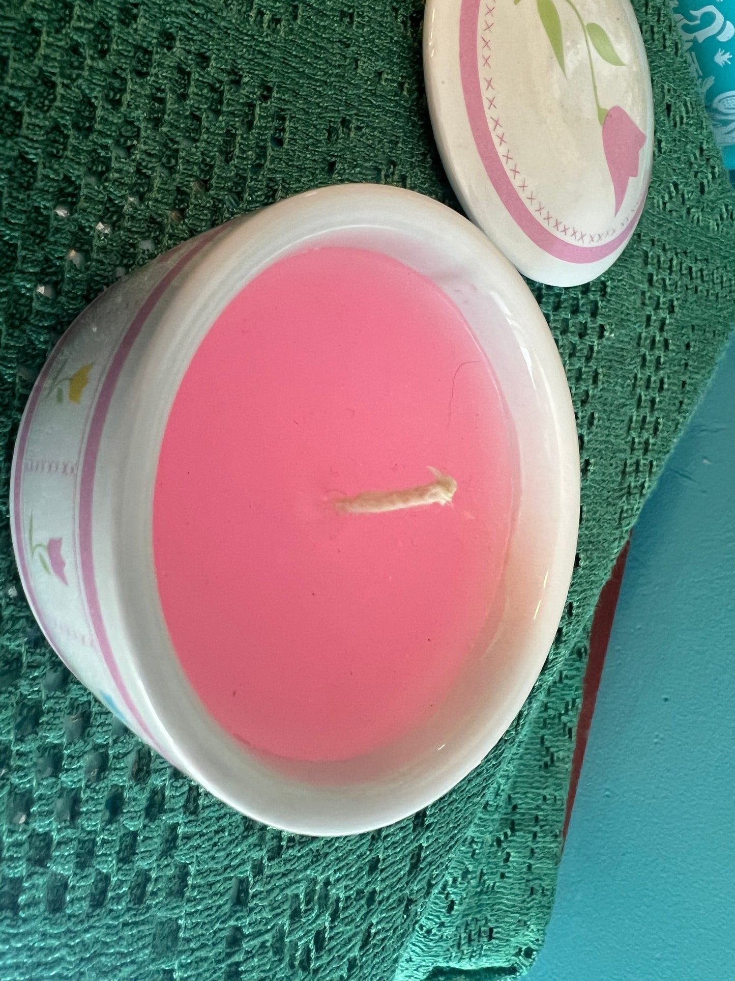 Retro FTDA ceramic indoor plant bowl and matching lidded tulip candle jar
