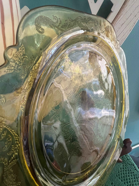 Vintage Federal Glass Amber Madrid Plate | 1976 Recollection Pattern | Mid-Century Tableware