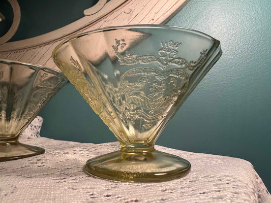 Federal Glass Madrid Amber Dessert Cup | Yellow Depression Glass | Vintage Collectible Glassware