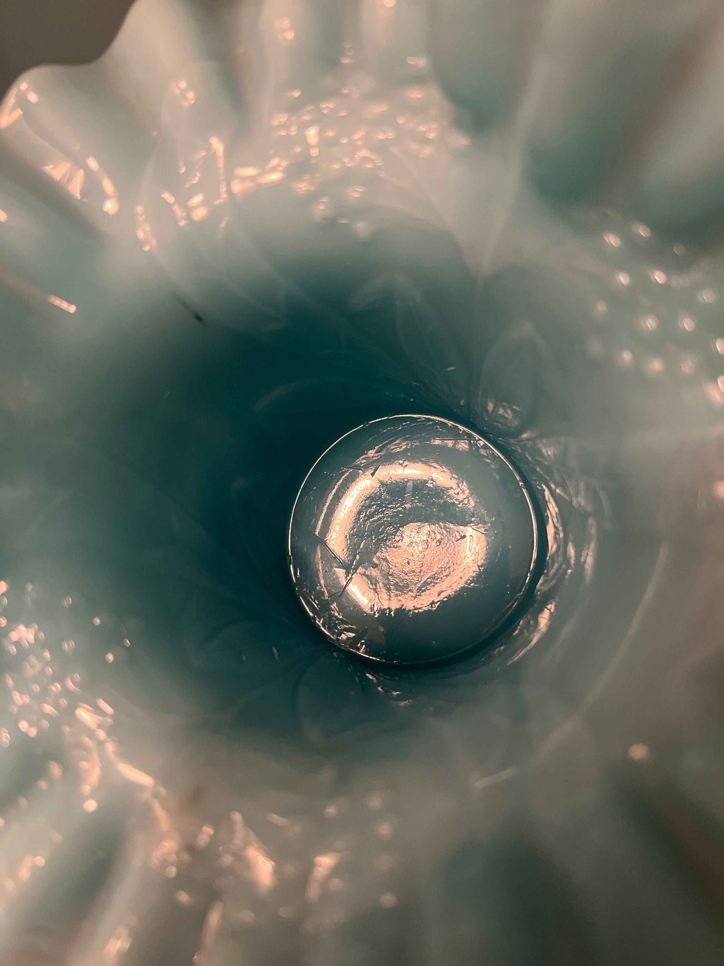 Vintage Fenton Pale Blue Glass Ruffled Edge Hat Vase | Antique Decorative Glass | Shabby Chic Home Accent