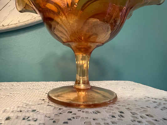 Fenton Compote Marigold Carnival Glass | 4" x 5" | Vintage Collectible Glassware