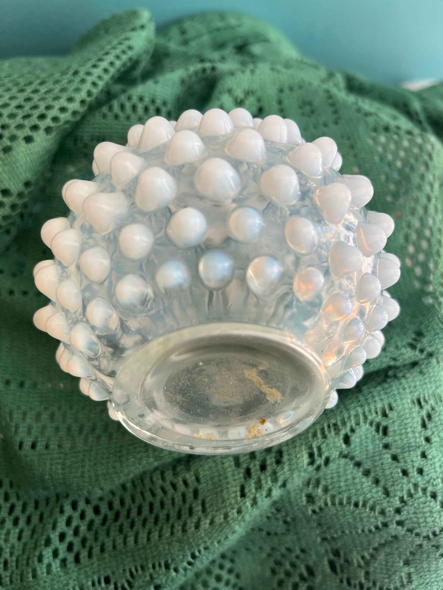 Fenton Opalescent Hobnail Bud Vase – Vintage 1940s-1950s Milk Glass Perfume Bottle, Midcentury Collectible