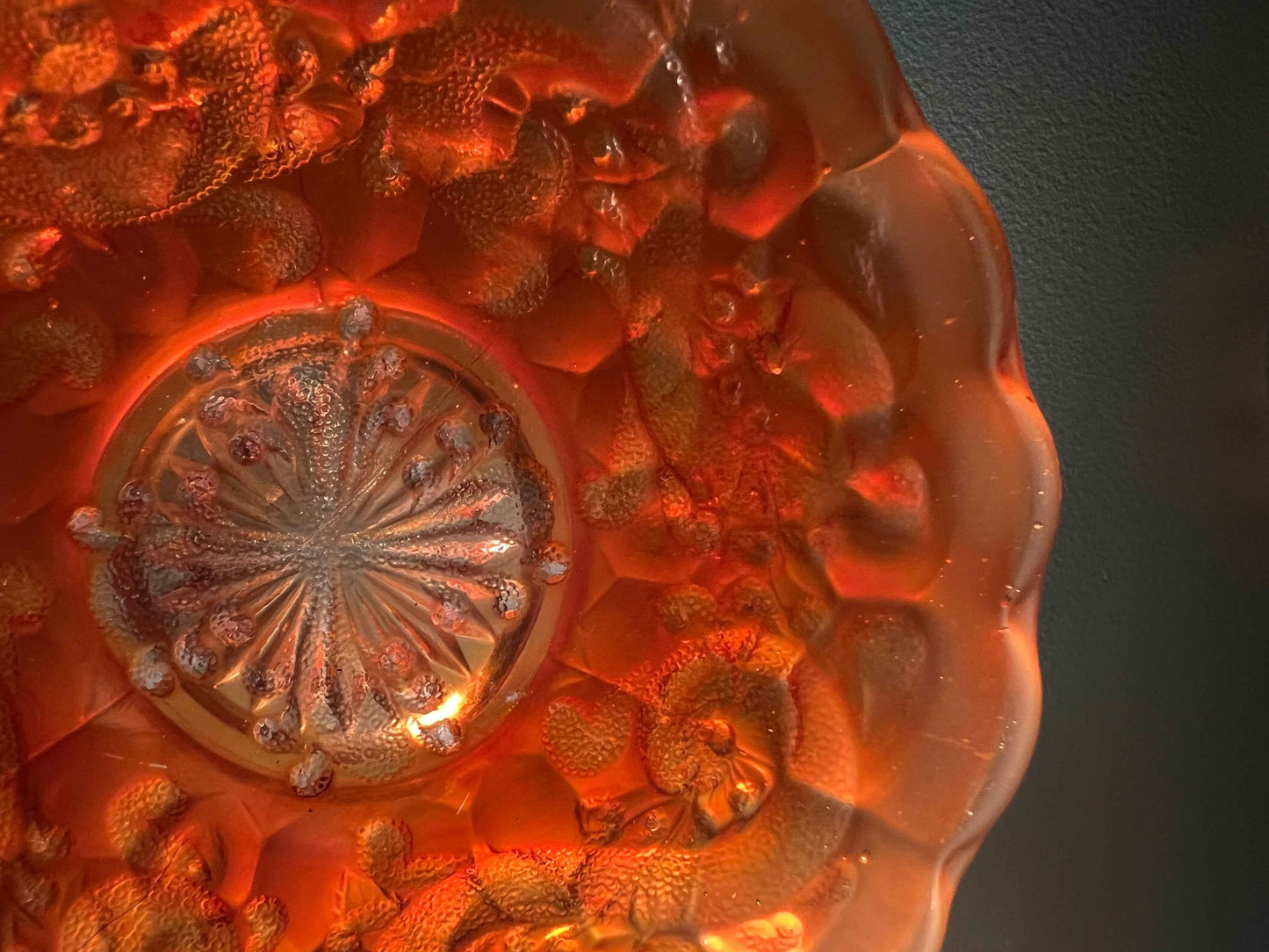 Vintage Fenton Carnival Glass Berry Bowl – Feathered Serpent Marigold, 1910-1911