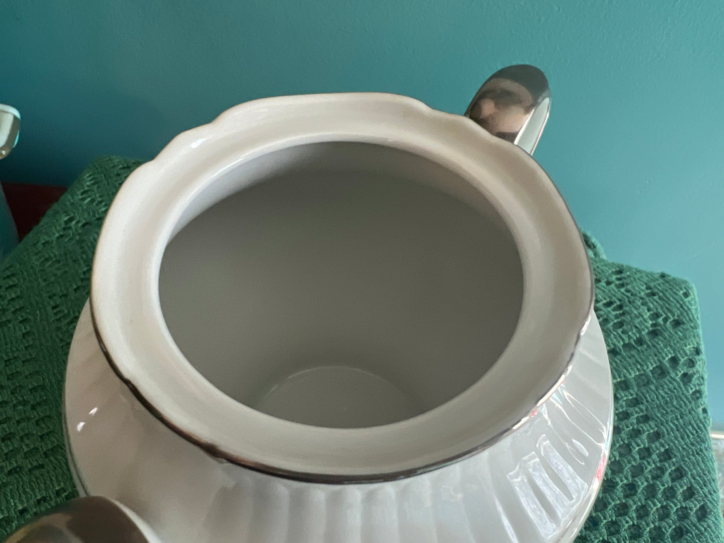 Vintage Japanese porcelain tableware with platinum edge