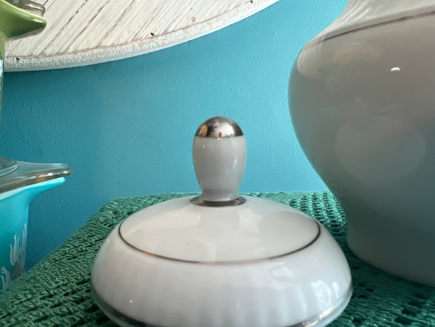 Vintage Japanese porcelain tableware with platinum edge