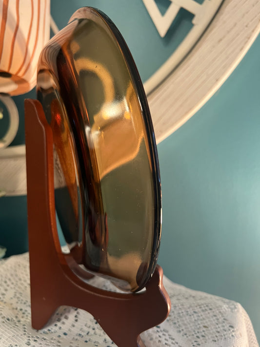 Mid-century retro Fire-King Anchor Hocking amber dessert dish