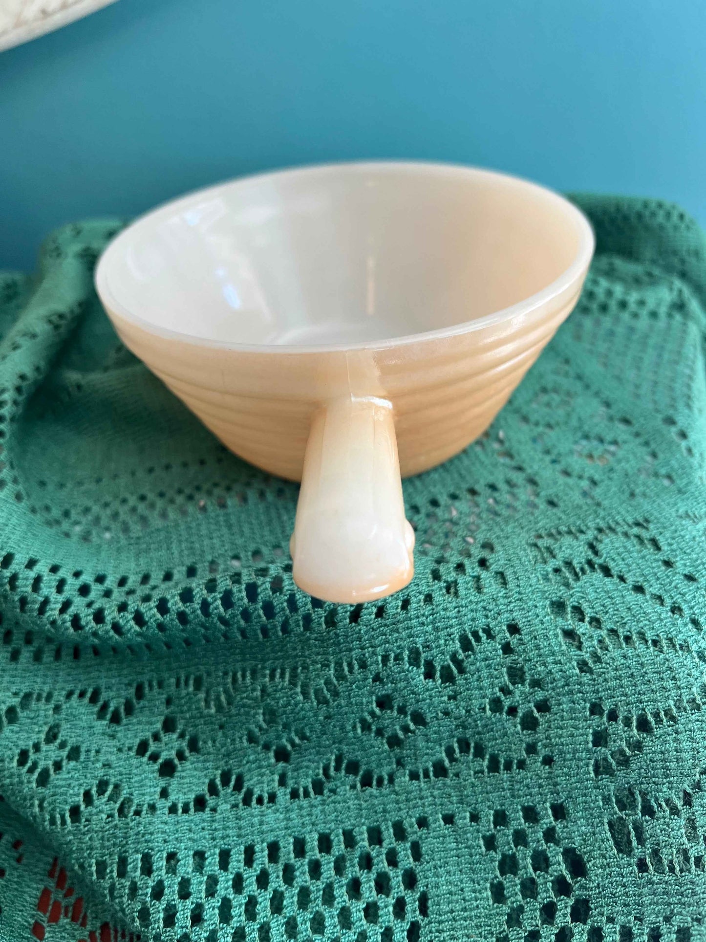 Set of 2 Vintage Fire King Peach Luster Beehive Individual Casseroles – Handled Soup Bowls