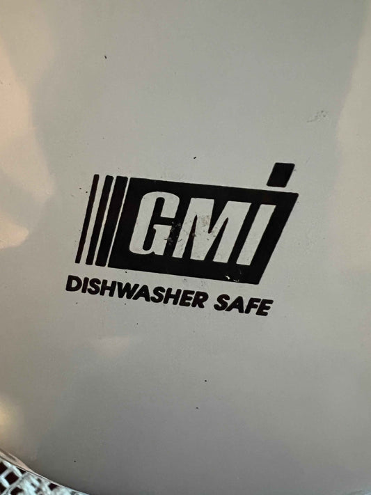 Vintage GMI Enamel Mixing Bowl β White Enamel with Pansy Floral Design, Metal Kitchen Bowl