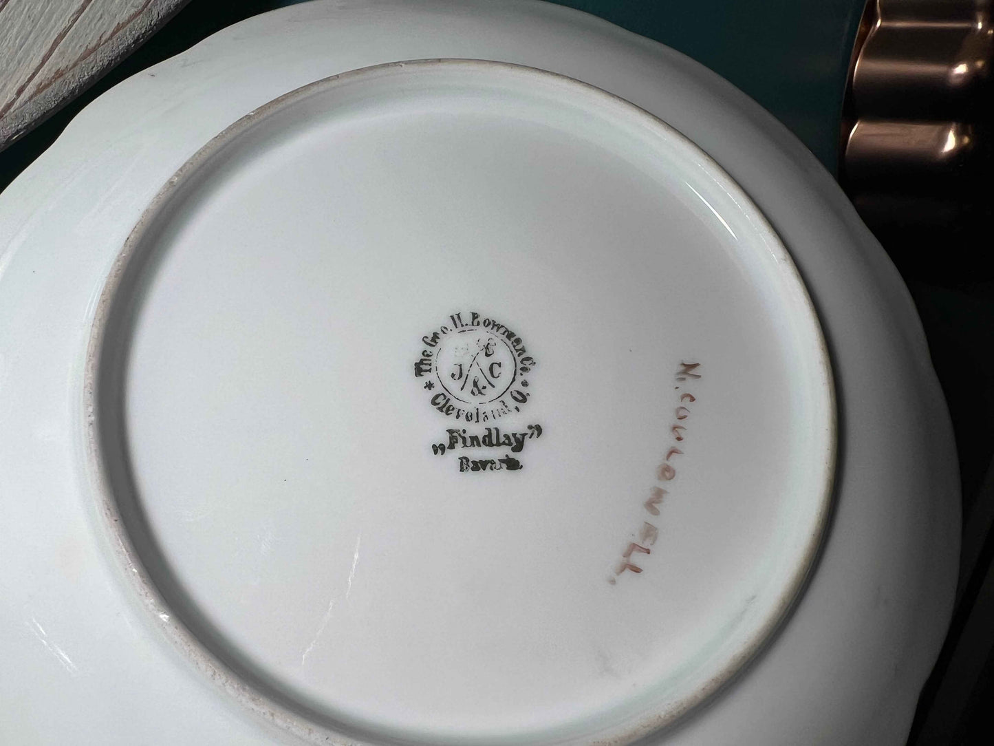 Antique Geo H. Bowman Co Hand-Painted Plate | Blue Forget-Me-Nots | Bavaria Collectible