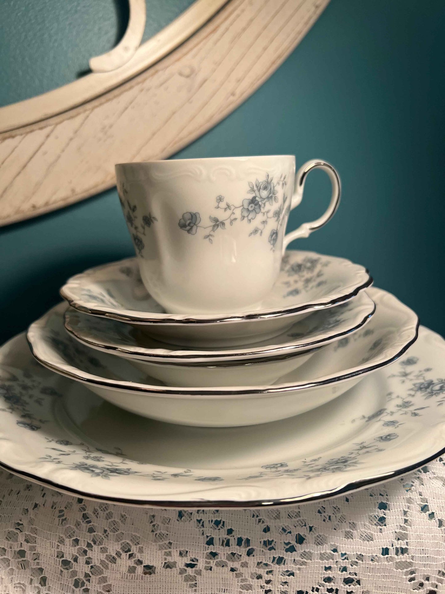 Vintage Haviland Blue Garland Table Setting – Made in Germany, Fine Porcelain Dinnerware