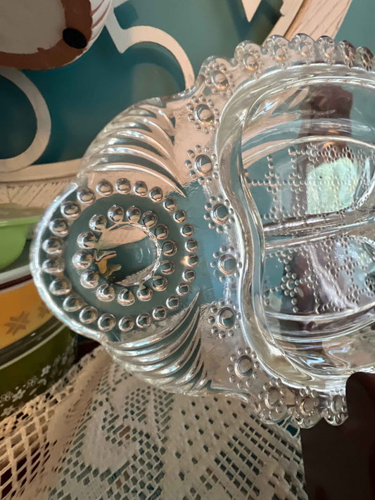 Vintage Hazel Atlas Jewel Pattern Divided Relish Tray – Clear Pressed Glass