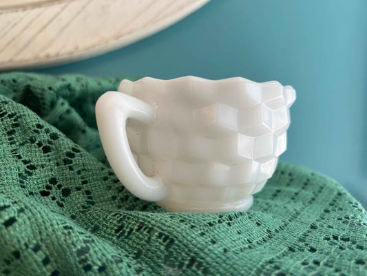 Vintage Hazel Atlas Cubed Milk Glass Sugar Bowl – Opaque White
