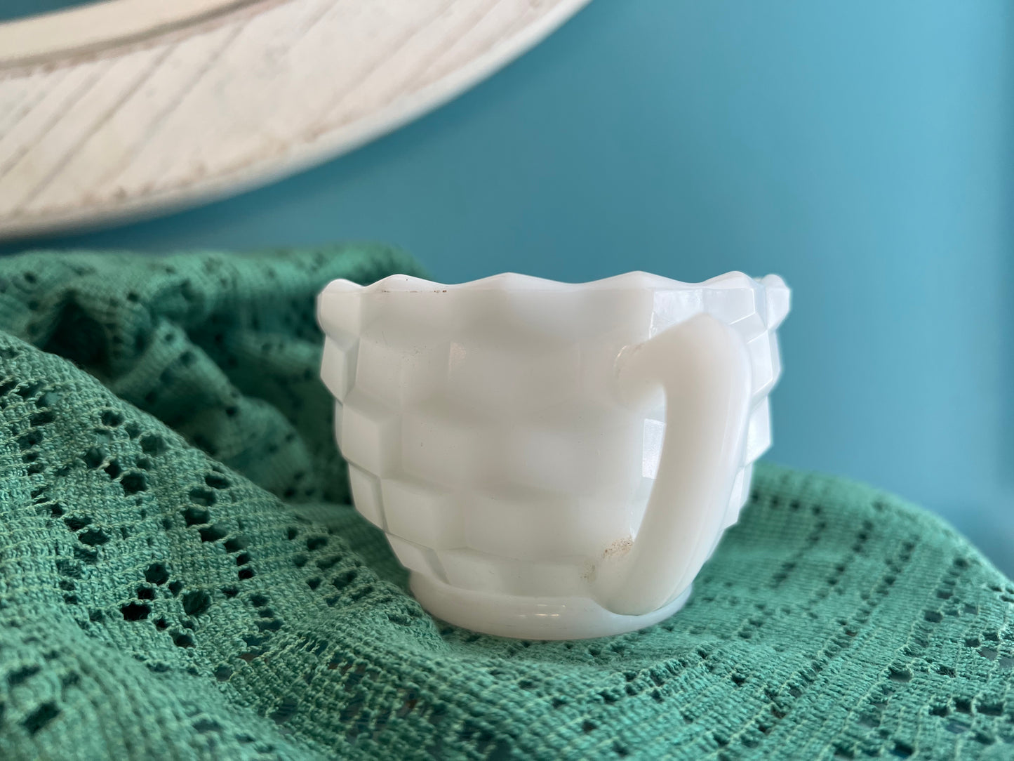 Vintage Hazel Atlas Cubed Milk Glass Sugar Bowl – Opaque White