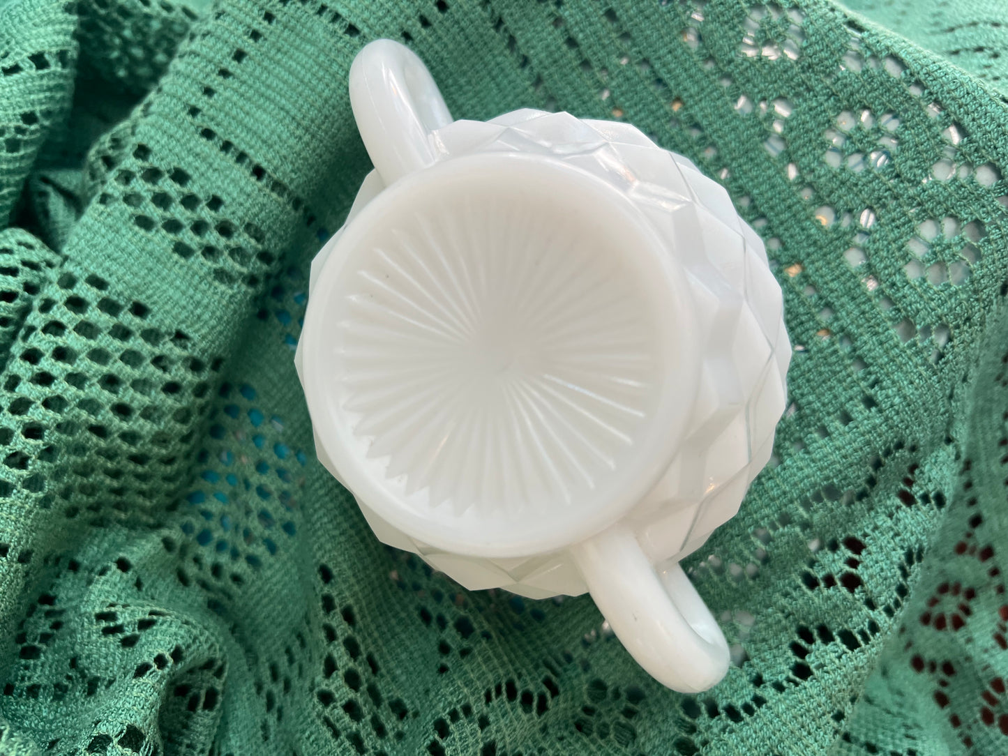 Vintage milk glass open sugar bowl for cottage décor