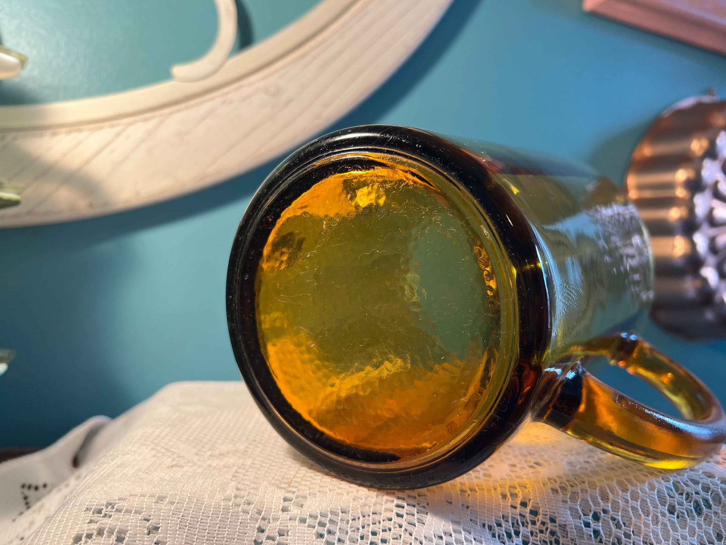 Vintage Hazel Atlas Mt. Vernon Amber Pitcher | 64oz | Vertical Panel Glassware