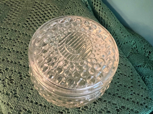 Vintage Clear Hobnail Glass Powder Bowl with Lid â Vanity Dish Trinket Collectible